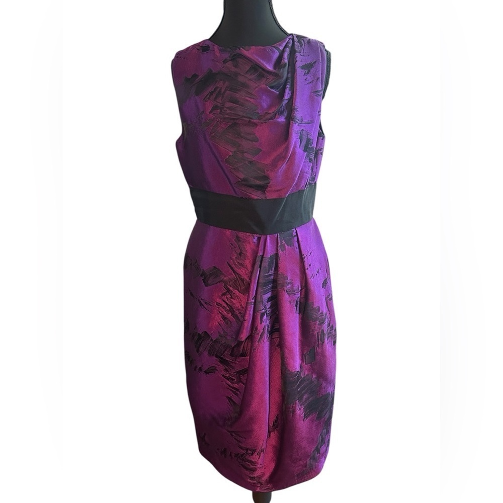 J. Mendel Stunning Purple & Black Sleeveless Midi Dress Size 8 - Picture 6 of 9